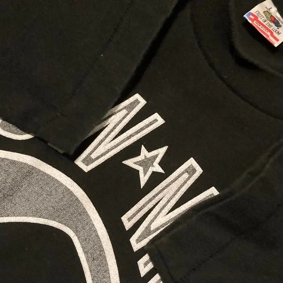 Vintage 90s FOTL POWMIA black single stitch tee cotton washed size L/20 - Picture 4 of 8